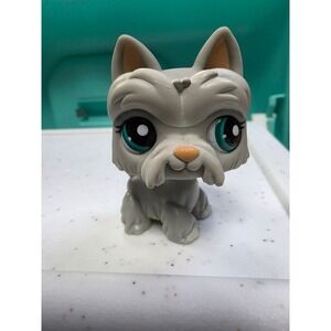 Littlest Pet Shop 1782 Gray Scottie Dog Teal Eyes Scottish Terrier Figure